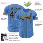 Personalized Powder Blue Black Pinstripe Old Gold Authentic Baseball Jersey Team Custom Name and Number
