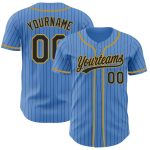 Personalized Powder Blue Black Pinstripe Old Gold Authentic Baseball Jersey Team Custom Name and Number