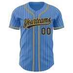 Personalized Powder Blue Black Pinstripe Old Gold Authentic Baseball Jersey Team Custom Name and Number