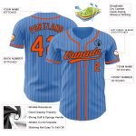 Personalized Powder Blue Black Pinstripe Orange Authentic Baseball Jersey Team Custom Name and Number