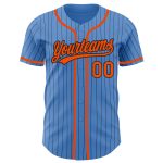 Personalized Powder Blue Black Pinstripe Orange Authentic Baseball Jersey Team Custom Name and Number