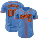 Personalized Powder Blue Black Pinstripe Orange Authentic Baseball Jersey Team Custom Name and Number
