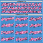 Personalized Powder Blue Black Pinstripe Pink-White Authentic Baseball Jersey Team Custom Name and Number