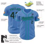 Personalized Powder Blue Black Pinstripe Teal Authentic Baseball Jersey Team Custom Name and Number