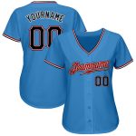 Personalized Powder Blue Black-Red Authentic Baseball Jersey Team Custom Name and Number