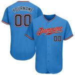 Personalized Powder Blue Black-Red Authentic Baseball Jersey Team Custom Name and Number