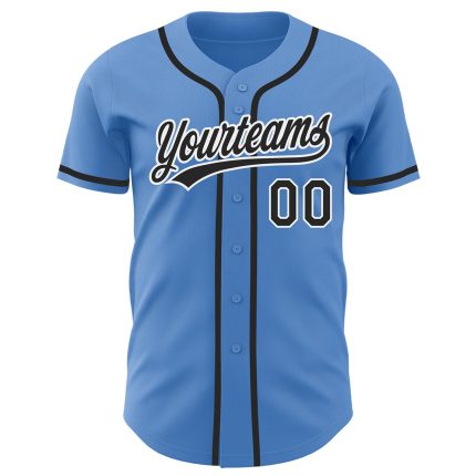 Personalized Powder Blue Black-White Authentic Baseball Jersey