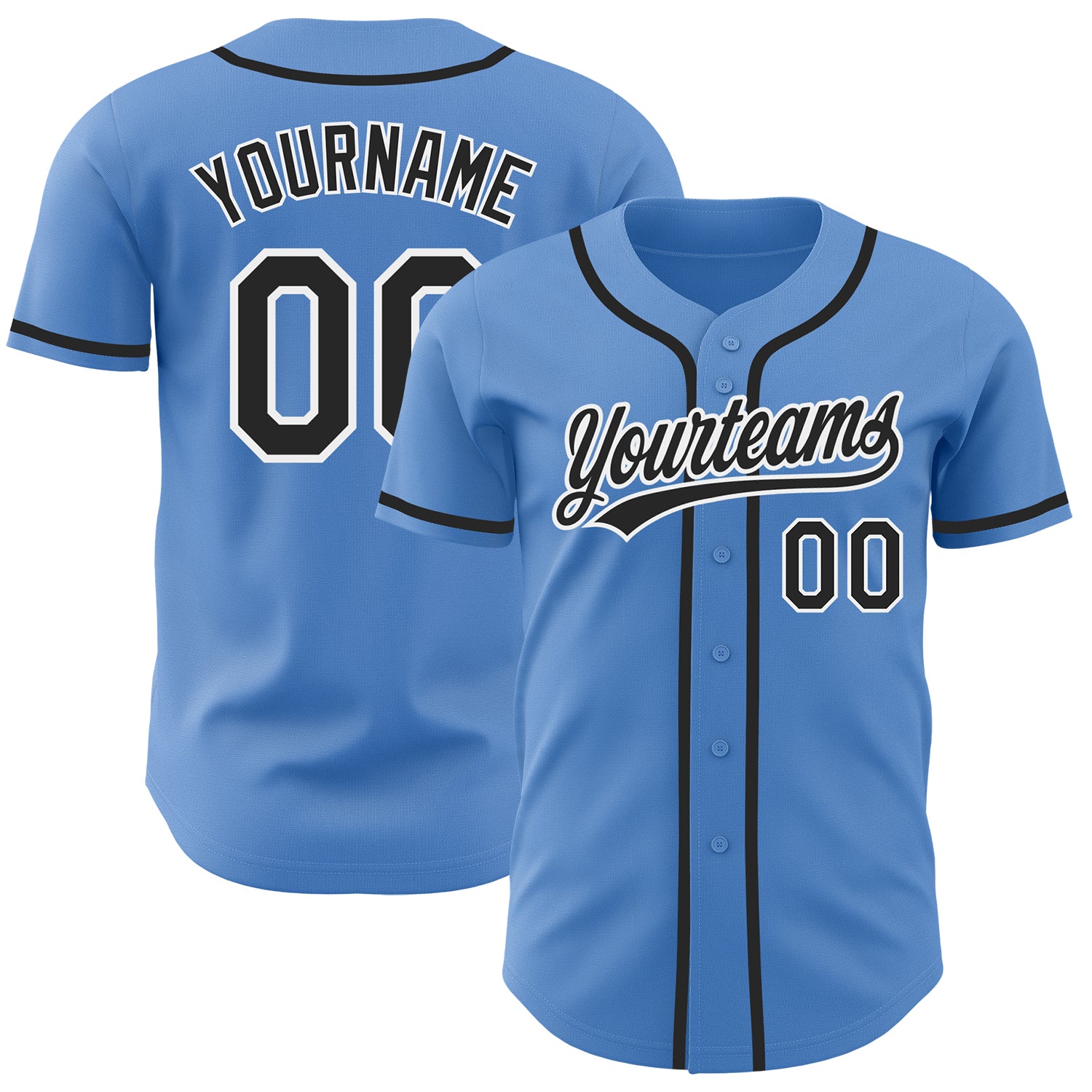 Personalized Powder Blue Black-White Authentic Baseball Jersey