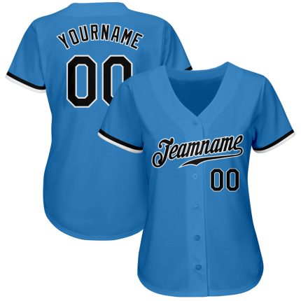 Personalized Powder Blue Black-White Authentic Baseball Jersey Team Custom Name and Number