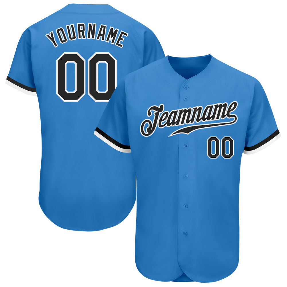 Personalized Powder Blue Black-White Authentic Baseball Jersey Team Custom Name and Number