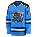 Personalized Powder Blue Black-White Hockey Jersey Team Custom Name and Number