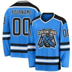Personalized Powder Blue Black-White Hockey Jersey Team Custom Name and Number