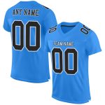 Personalized Powder Blue Black-White Mesh Authentic Football Jersey Team Custom Name and Number