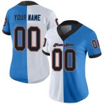 Personalized Powder Blue Black-White Mesh Split Fashion Football Jersey Team Custom Name and Number