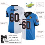 Personalized Powder Blue Black-White Mesh Split Fashion Football Jersey Team Custom Name and Number