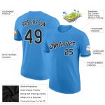 Personalized Powder Blue Black-White Performance T-Shirt Team Custom Name and Number