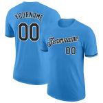 Personalized Powder Blue Black-White Performance T-Shirt Team Custom Name and Number