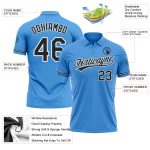Personalized Powder Blue Black-White Performance Vapor Golf Polo Shirt Team Custom Name and Number
