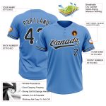 Personalized Powder Blue Black-White Two-Button Unisex Softball Jersey Team Custom Name and Number