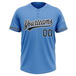Personalized Powder Blue Black-White Two-Button Unisex Softball Jersey Team Custom Name and Number