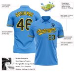 Personalized Powder Blue Black-Yellow Performance Vapor Golf Polo Shirt Team Custom Name and Number