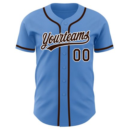 Personalized Powder Blue Brown-White Authentic Baseball Jersey Team Custom Name and Number