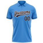Personalized Powder Blue Brown-White Performance Vapor Golf Polo Shirt Team Custom Name and Number
