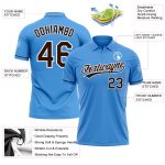 Personalized Powder Blue Brown-White Performance Vapor Golf Polo Shirt Team Custom Name and Number