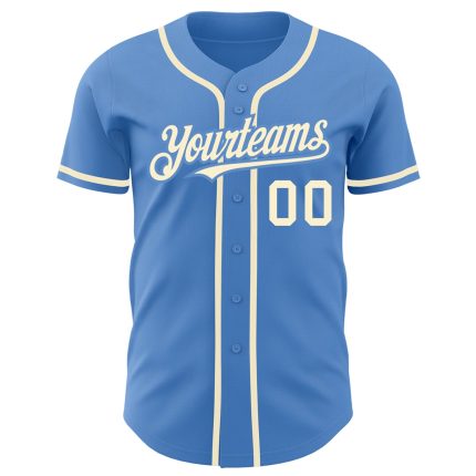 Personalized Powder Blue Cream Authentic Baseball Jersey Team Custom Name and Number