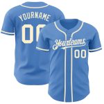 Personalized Powder Blue Cream Authentic Baseball Jersey Team Custom Name and Number