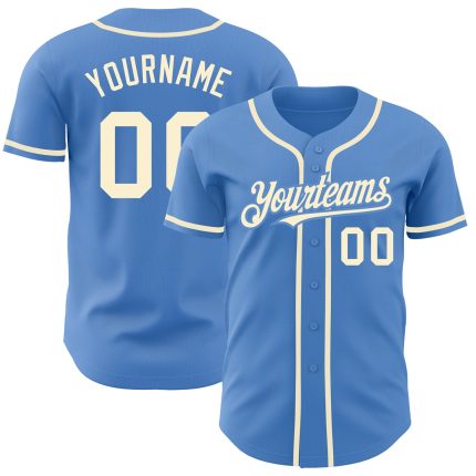 Personalized Powder Blue Cream Authentic Baseball Jersey Team Custom Name and Number