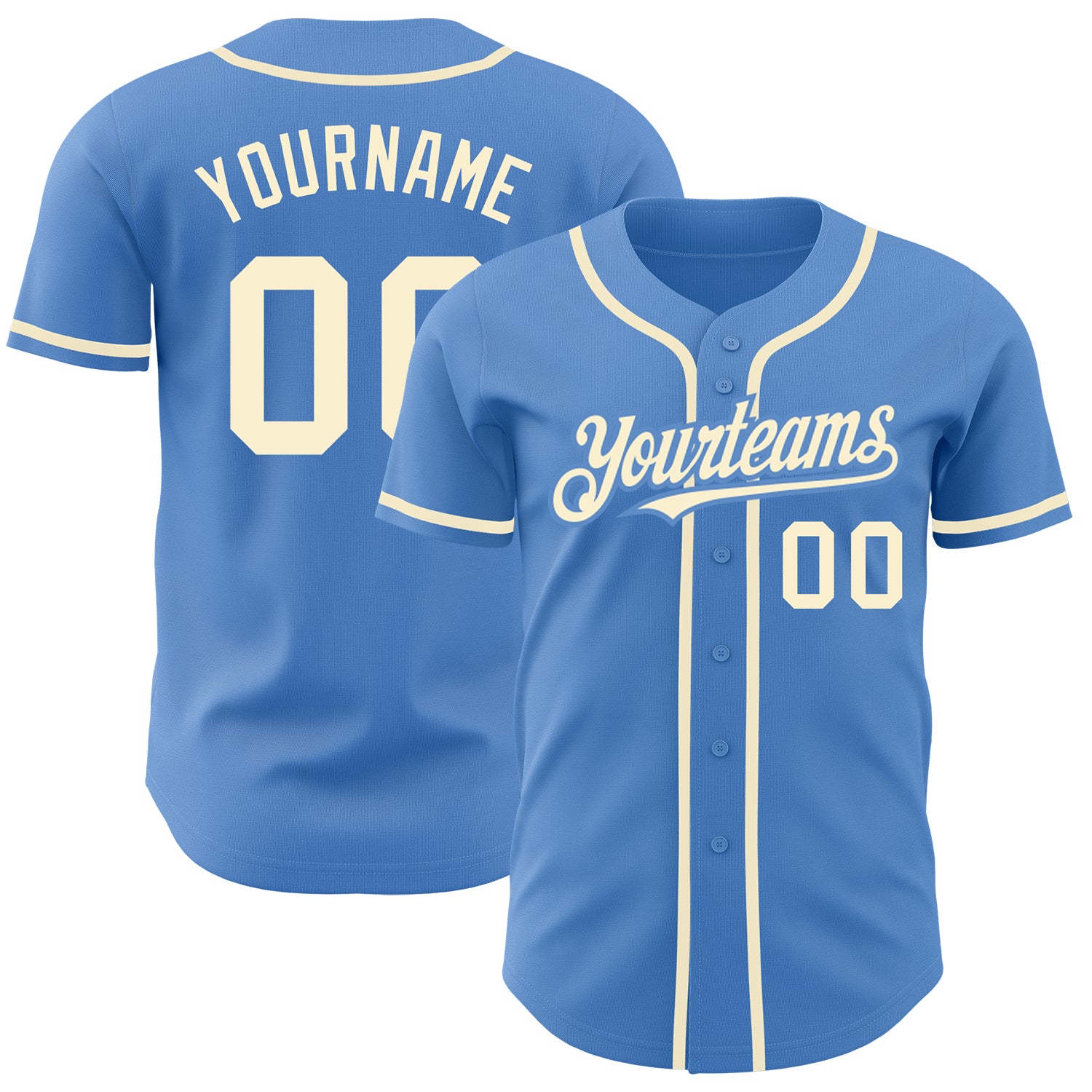 Personalized Powder Blue Cream Authentic Baseball Jersey Team Custom Name and Number