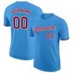 Personalized Powder Blue Crimosn-White Performance T-Shirt Team Custom Name and Number