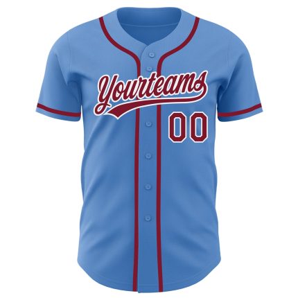 Personalized Powder Blue Crimson-White Authentic Baseball Jersey