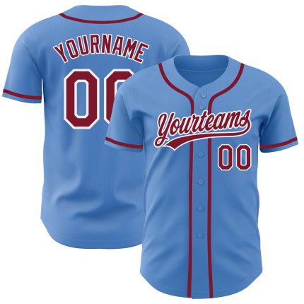 Personalized Powder Blue Crimson-White Authentic Baseball Jersey
