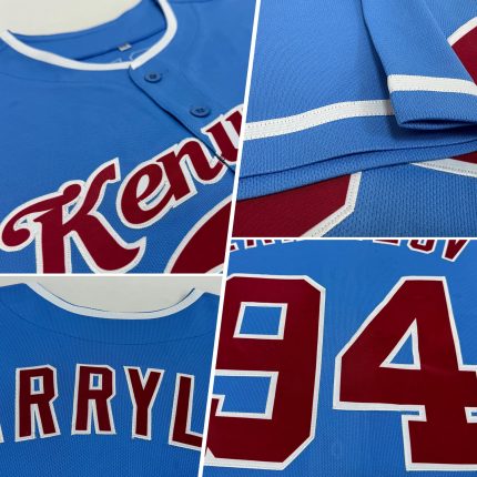Personalized Powder Blue Crimson-White Authentic Baseball Jersey Team Custom Name and Number