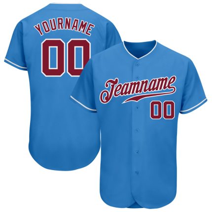 Personalized Powder Blue Crimson-White Authentic Baseball Jersey Team Custom Name and Number