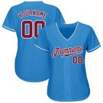 Personalized Powder Blue Crimson-White Authentic Baseball Jersey Team Custom Name and Number