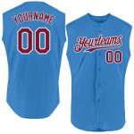 Personalized Powder Blue Crimson-White Authentic Sleeveless Baseball Jersey