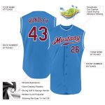 Personalized Powder Blue Crimson-White Authentic Sleeveless Baseball Jersey Team Custom Name and Number