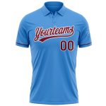 Personalized Powder Blue Crimson-White Performance Vapor Golf Polo Shirt Team Custom Name and Number