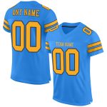 Personalized Powder Blue Gold-Navy Mesh Authentic Football Jersey