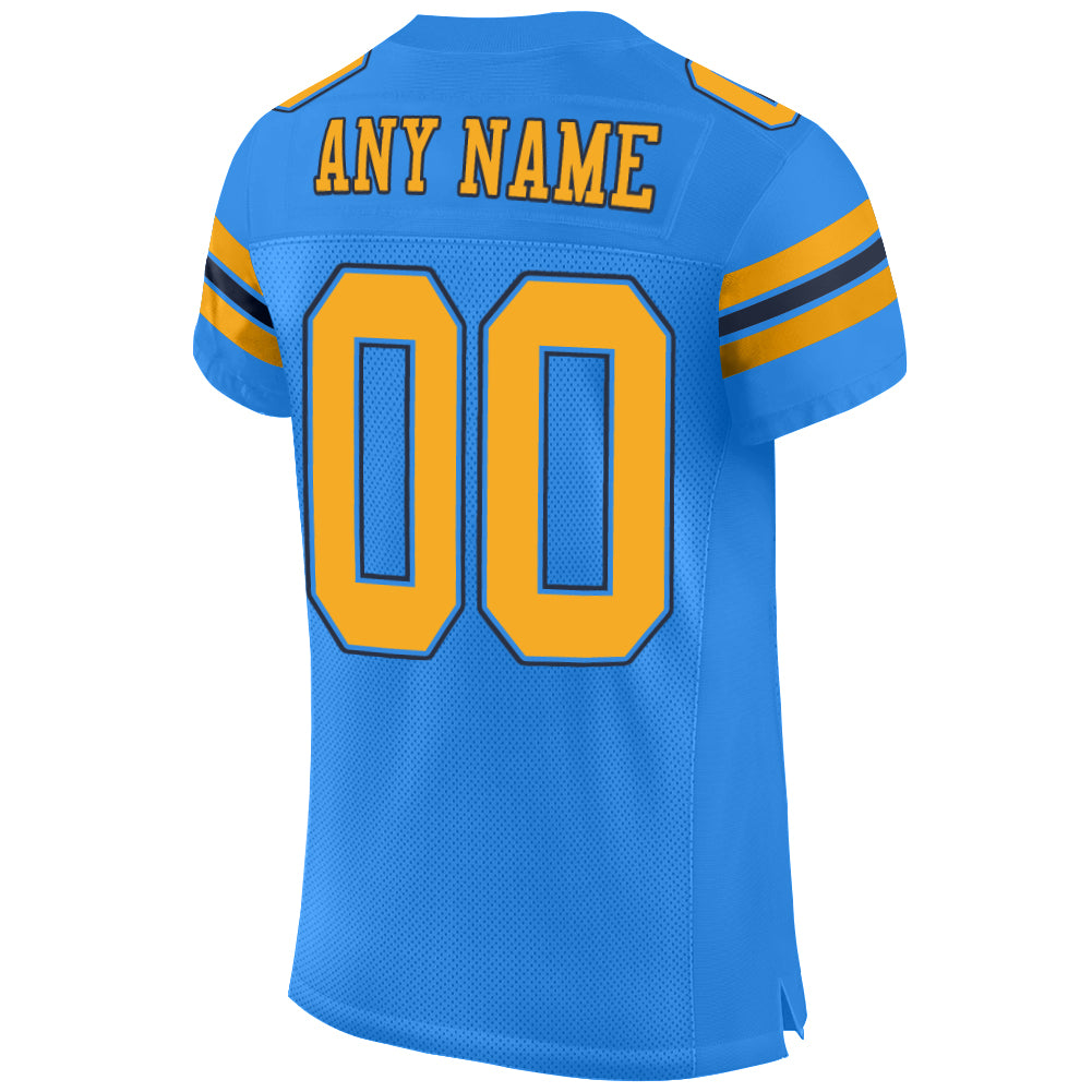 Personalized Powder Blue Gold-Navy Mesh Authentic Football Jersey Team Custom Name and Number Personalized Powder Blue Gold-Navy Mesh Authentic Football Jersey Team Custom Name and Number - Image 3