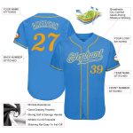 Personalized Powder Blue Gold-White Authentic Baseball Jersey Team Custom Name and Number