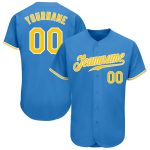 Personalized Powder Blue Gold-White Authentic Baseball Jersey