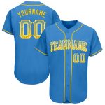 Personalized Powder Blue Gold-White Authentic Drift Fashion Baseball Jersey Team Custom Name and Number