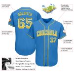 Personalized Powder Blue Gold-White Authentic Drift Fashion Baseball Jersey Team Custom Name and Number