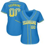 Personalized Powder Blue Gold-White Authentic Drift Fashion Baseball Jersey Team Custom Name and Number