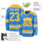 Personalized Powder Blue Gold-White Hockey Jersey