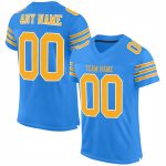 Personalized Powder Blue Gold-White Mesh Authentic Football Jersey